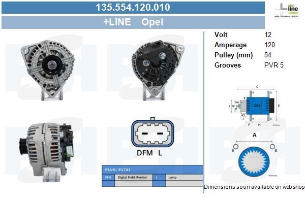 Alternator Opel Corsa D: 135554120010 BV PSH Alternator