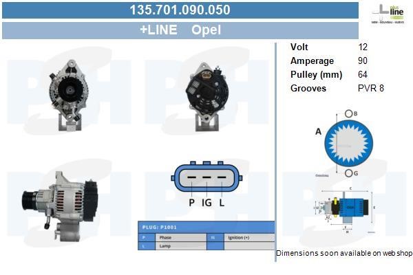 Alternator Opel Frontera A: 135701090050 BV PSH Alternator