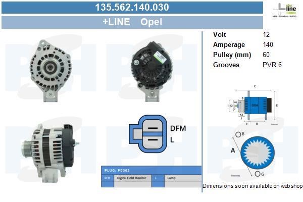 BV PSH 135.562.140.030 Alternator 135562140030