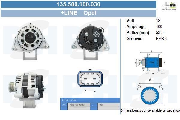 Alternator Opel Adam: 135580100030 BV PSH Alternator