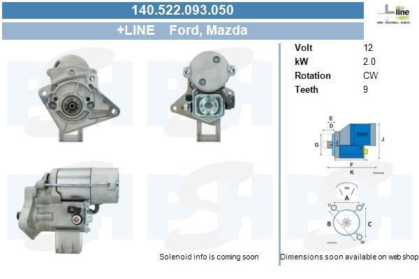 Engine starter Mazda BT-50: 140522093050 BV PSH Starter