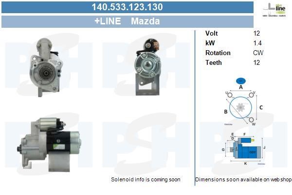 Engine starter motor Mazda: 140533123130 BV PSH Starter