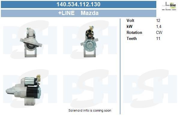 Engine starter Mazda: 140534112130 BV PSH Starter