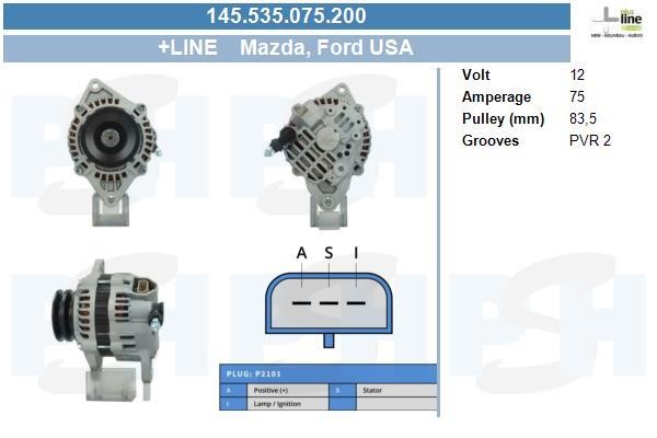 Alternator Mazda B-Serie: 145535075200 BV PSH Alternator