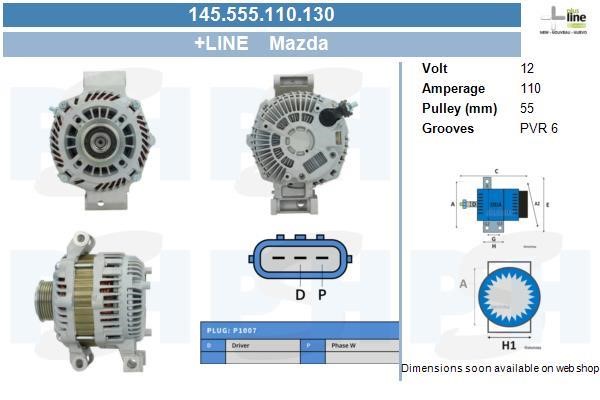 Alternator Mazda CX-7: 145555110130 BV PSH Alternator