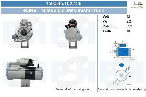 Starter motor Mitsubishi Pajero: 150545102130 BV PSH Starter