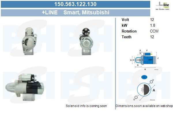 Starter motor Smart: 150563122130 BV PSH Starter