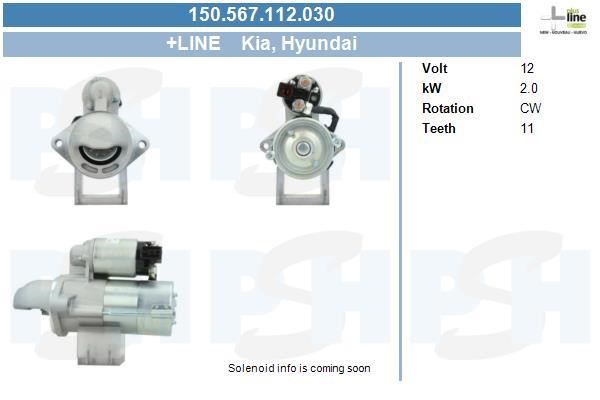 Engine starter motor Kia: 150567112030 BV PSH Starter