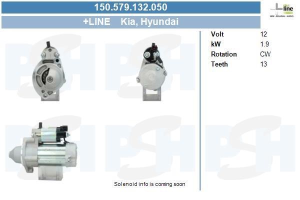 Starter motor KIA Optima (Kia Optima): 150579132050 BV PSH Starter
