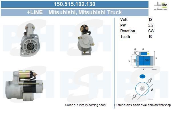 Starter motor Mitsubishi Pajero: 150515102130 BV PSH Starter