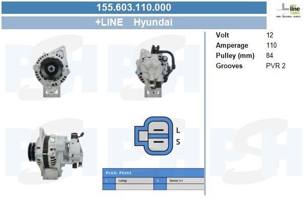Alternator Hyundai H-1: 155603110000 BV PSH Alternator