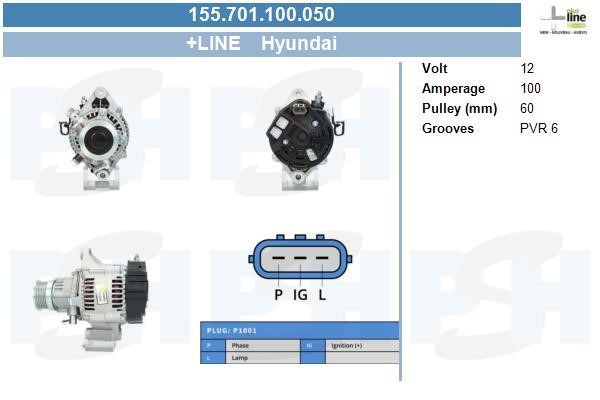 Engine alternator Hyundai Matrix: 155701100050 BV PSH Alternator
