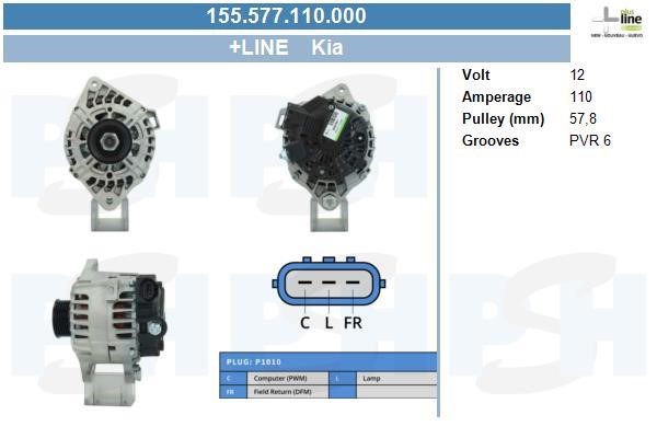 Alternator KIA Ceed (Kia Ceed): 155577110000 BV PSH Alternator