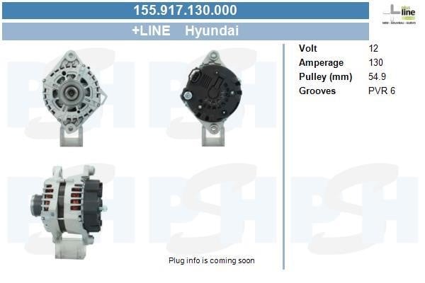 Alternator Hyundai Sonata: 155917130000 BV PSH Alternator