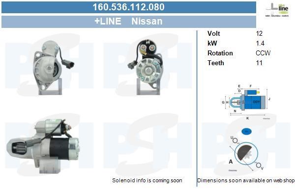 Starter motor Nissan Cefiro: 160536112080 BV PSH Starter