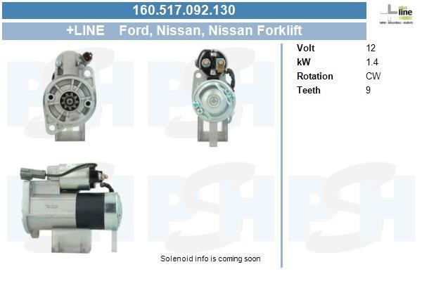 Engine starter motor Nissan Terrano: 160517092130 BV PSH Starter