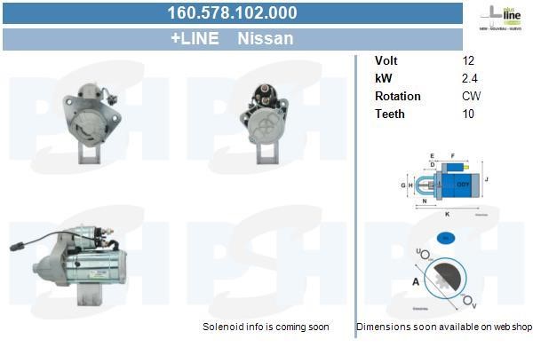Engine starter motor Nissan Pathfinder: 160578102000 BV PSH Starter