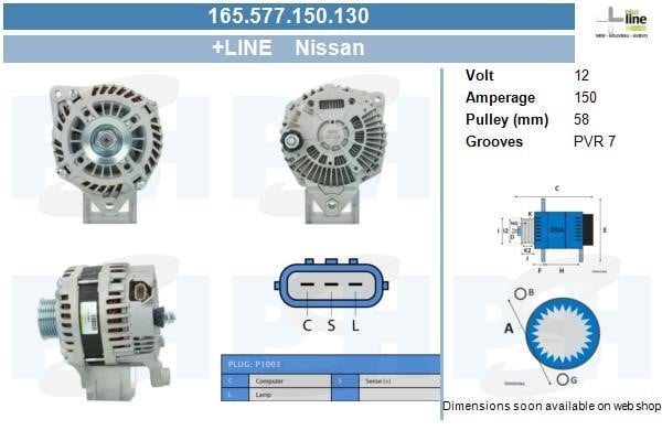 Alternator Nissan 370 Z: 165577150130 BV PSH Alternator