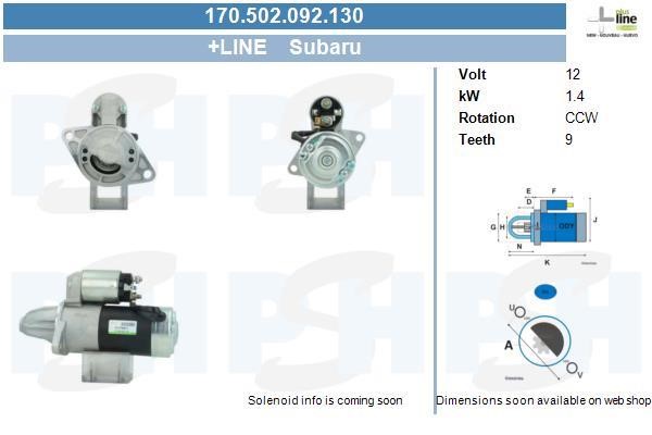 Starter motor Subaru Legacy: 170502092130 BV PSH Starter