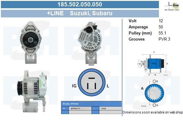 Alternator Suzuki Samurai: 185502050050 BV PSH Alternator