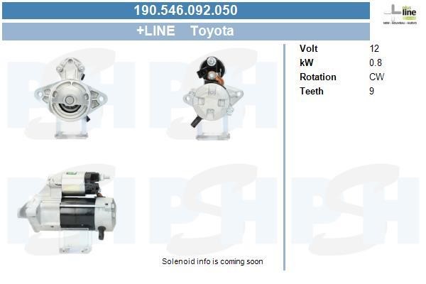 Engine starter motor Toyota Starlet: 190546092050 BV PSH Starter