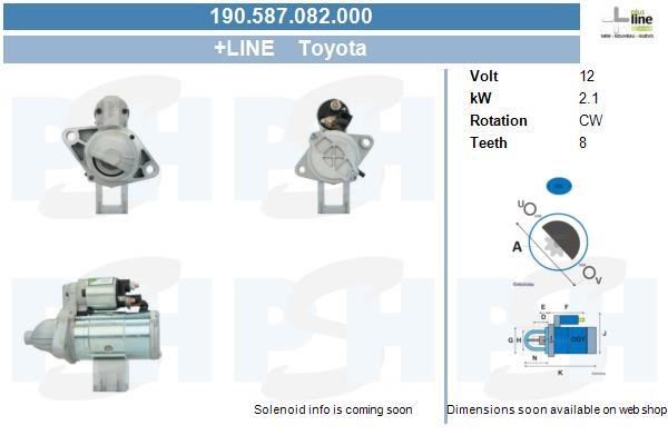 Engine starter motor Toyota Verso: 190587082000 BV PSH Starter