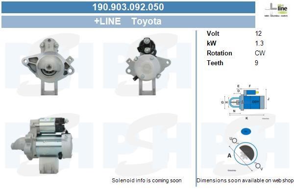 Starter motor Toyota Yaris: 190903092050 BV PSH Starter