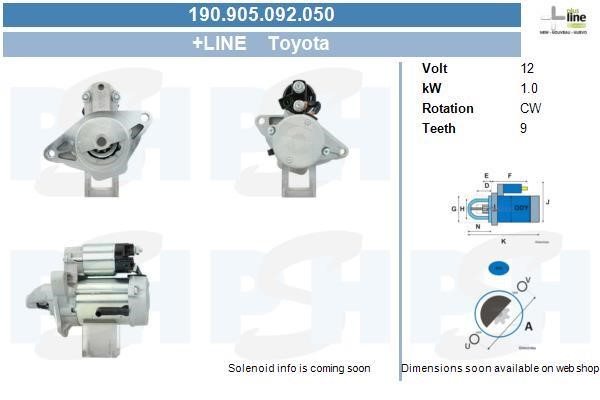 BV PSH 190.905.092.050 Starter 190905092050 190905092050 BV PSH Starter