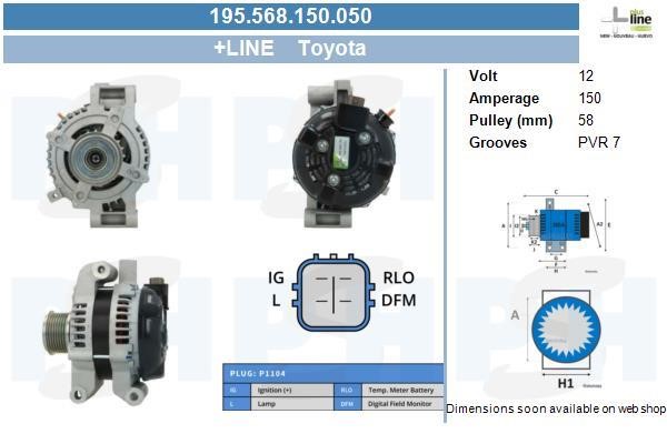 Alternator Toyota Rav 4: 195568150050 BV PSH Alternator