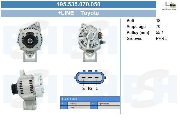 Alternator Toyota Picnic: 195535070050 BV PSH Alternator