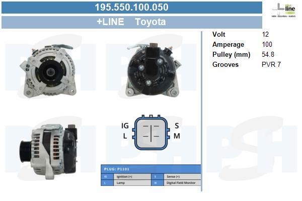 Alternator Toyota Previa: 195550100050 BV PSH Alternator