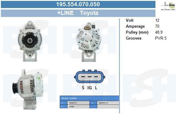 Alternator Toyota 4 Runner: 195554070050 BV PSH Alternator
