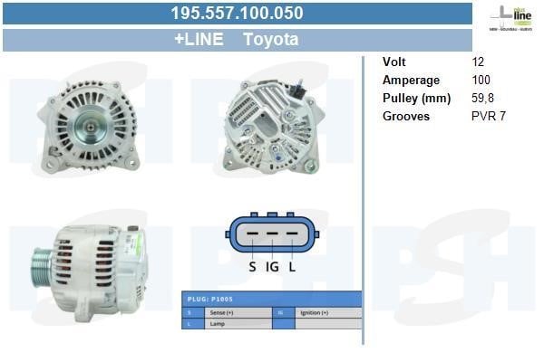 Alternator Toyota: 195557100050 BV PSH Alternator