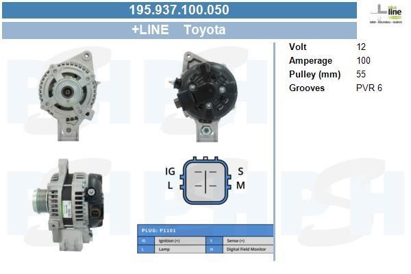 Alternator Toyota Corolla: 195937100050 BV PSH Alternator