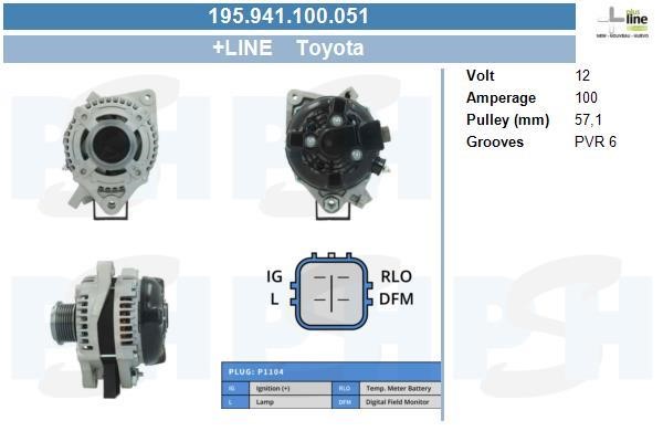 Alternator Toyota Urban Cruiser: 195941100051 BV PSH Alternator