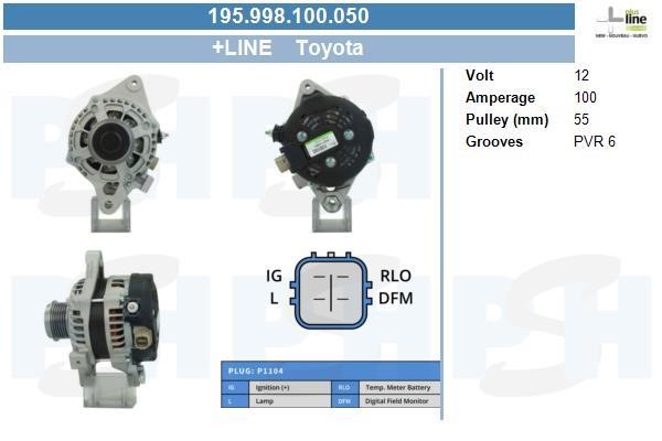 Engine alternator Toyota Verso: 195998100050 BV PSH Alternator