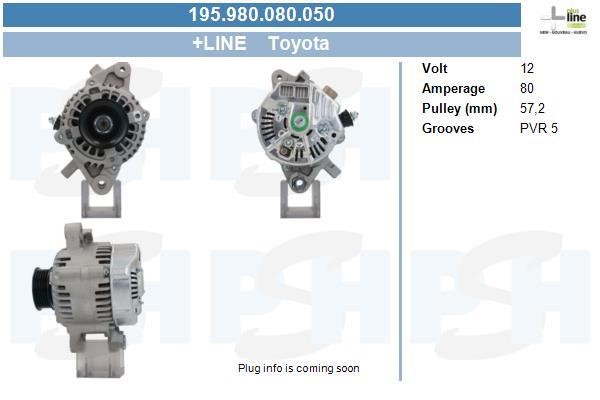Alternator Toyota iQ: 195980080050 BV PSH Alternator