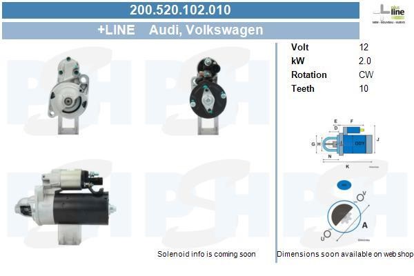 Engine starter Volkswagen Phaeton: 200520102010 BV PSH Starter