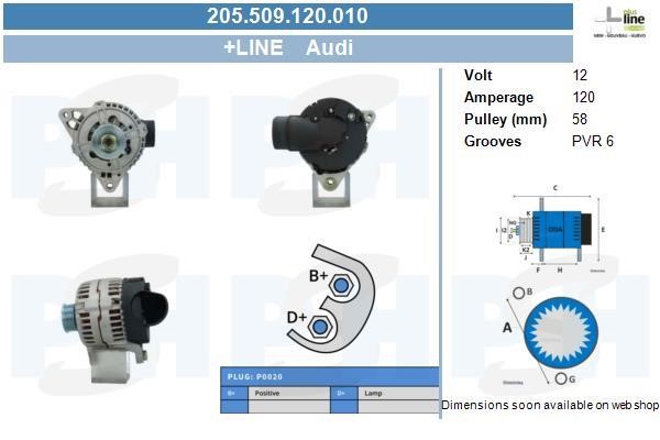 Engine alternator Audi A8: 205509120010 BV PSH Alternator