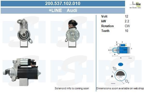 Engine starter motor Audi Q5: 200537102010 BV PSH Starter