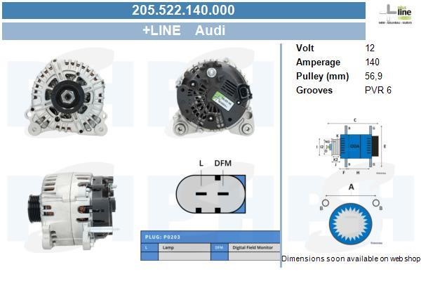 Engine alternator Peugeot 607: 205522140000 BV PSH Alternator