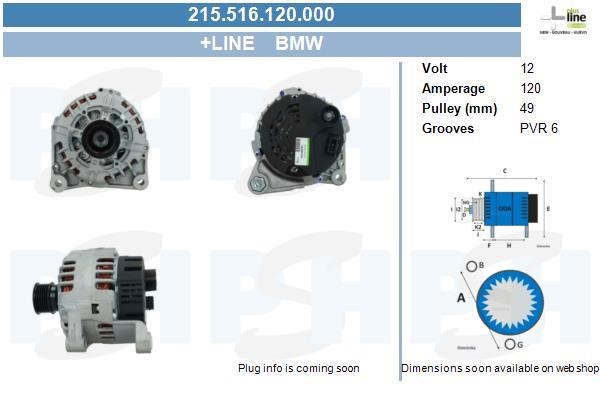 Alternator BMW: 215516120000 BV PSH Alternator