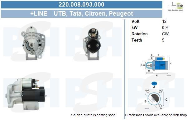 Engine starter motor Citroen C2: 220008093000 BV PSH Starter