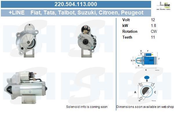 Engine starter Peugeot 407: 220504113000 BV PSH Starter