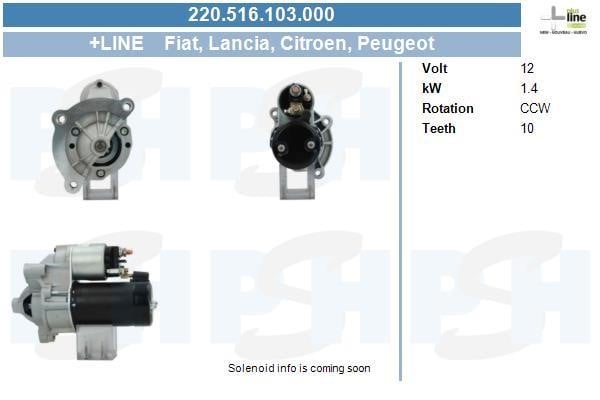 Engine starter motor Fiat Ulysse: 220516103000 BV PSH Starter