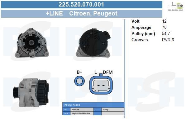 BV PSH 225.520.070.001 Alternator 225520070001