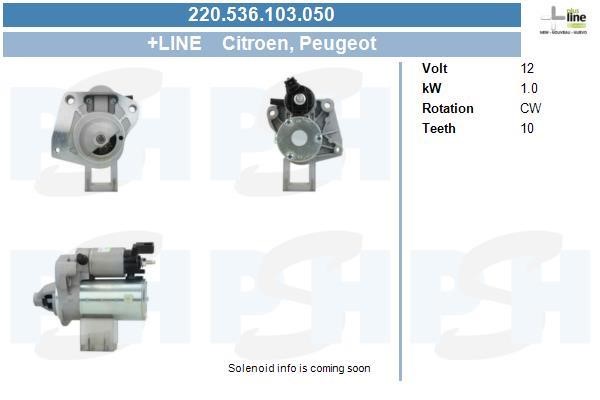 Starter motor Peugeot 108: 220536103050 BV PSH Starter
