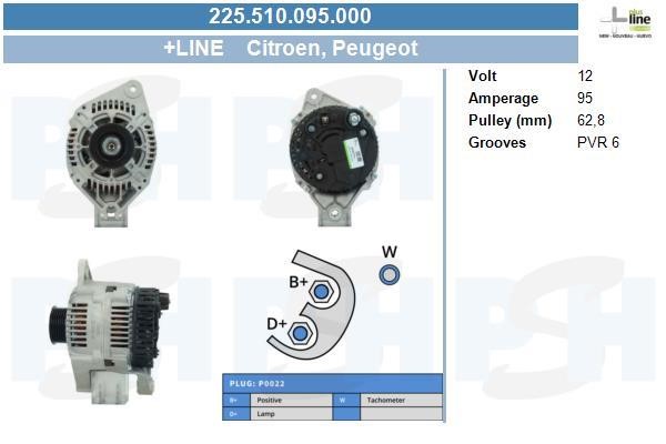 Engine alternator Fiat Ducato: 225510095000 BV PSH Alternator