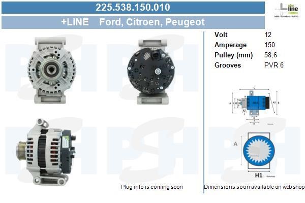 Alternator Peugeot Boxer: 225538150010 BV PSH Alternator
