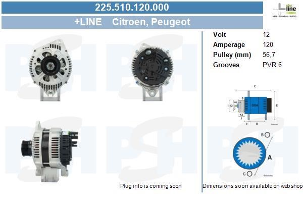 Alternator Citroen: 225510120000 BV PSH Alternator